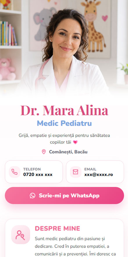 Previzualizare profil digital Dr. Mara Alina — Medic Pediatru